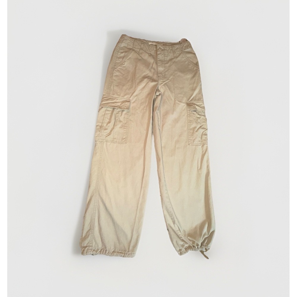 Levi's '94 Baggy Cargo Pants Beige Wide Leg Tie Hem Women's 28X29" Wide Leg